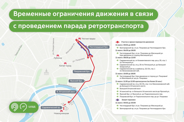 
            В Москве 11 июля перекроют ряд улиц из-за парада ретротранспорта. Карта
        