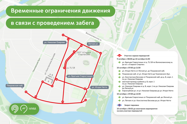 
            В Москве 9 и 10 октября перекроют улицы из-за забега. Карта
        