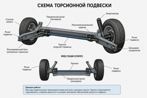 
            Что такое торсионная подвеска, как она работает и какой бывает
        
